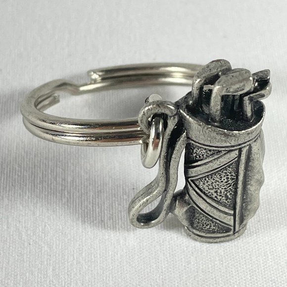 Vintage US Made Highly Detailed PEWTER Charm/Key Holder Golf Bag With Golf Clubs - Picture 4 of 6